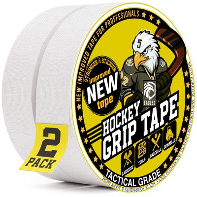 EAGLES Hockey Tape Multipurpose Cloth Tape Roll for Lacrosse Baseball & Softball Bats, Rackets, Pullup Bars, Gardening Tools, Easy Tear Over Grip - Multi Sport Handle Tape - Sports Gift (White)