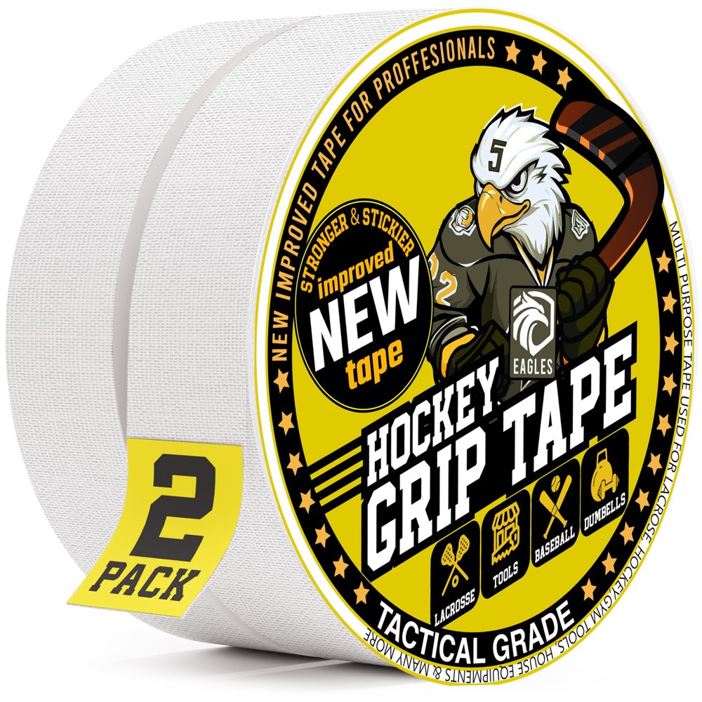 EAGLES Hockey Tape Multipurpose Cloth Tape Roll for Lacrosse Baseball & Softball Bats, Rackets, Pullup Bars, Gardening Tools, Easy Tear Over Grip - Multi Sport Handle Tape - Sports Gift (White)