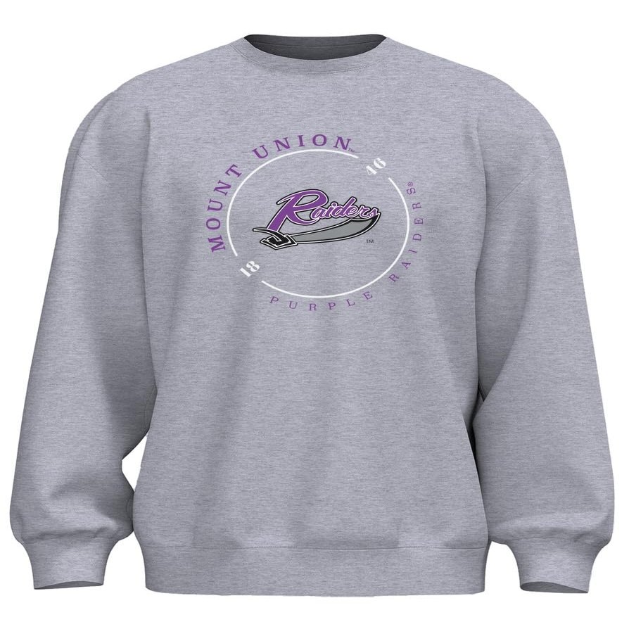 Venley NCAA Officially Licensed Apparel University of Mount Union UMU Purple Raiders 1846 Gameday Logo Unisex RYLMTU11 Sweatshirt Raiders01S Gray Small