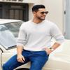 COOFANDY Mens Henley Sweater Slim Fit Knit Pullover White Sweater for Casual Dressy Wear view 2