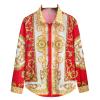 NineFit Basics Men's Royal Long Sleeve Shirts Casual Slim Fit Soft and Smooth Paisley Printed Shirt Party Shirt for Man Red L view 1