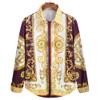 NineFit Basics Men's Royal Long Sleeve Shirts Casual Slim Fit Soft and Smooth Paisley Printed Shirt Party Shirt for Man Red L view 4