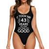 NineFit Basics Happy 43th Birthday Womens One Piece Swimsuits Tummy Control High Waisted Bathing Suit Athletic Swimwear Medium view 1