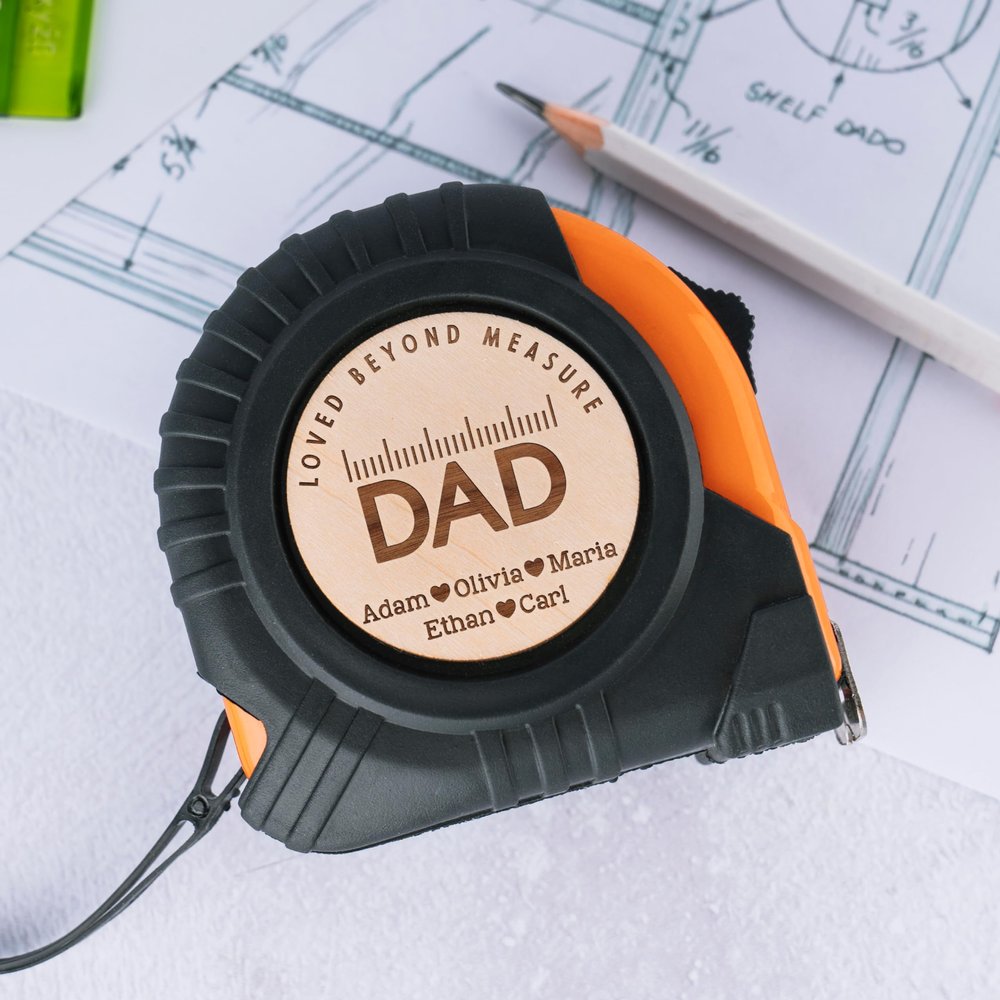 Personalized Tape Measure for Dad, Husband, Men, Love Beyond Measure, 12 FT, Gifts for Dad, Custom Engraved Tape Measure, Gifts for Dad for Fathers Day, D1