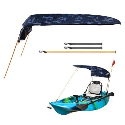 Kayak Shade Canopy, Kayak Boat Canoe Sun Shade for Single Person, Solo Kayak Canopy, Kayak Umbrella for Kayaking, Canoeing, Fishing, Sunburn Protection,125X110cm/ 50''X43'' (Marine Camouflage)