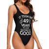 Happy 49th Birthday Womens One Piece Swimsuits Tummy Control High Waisted Bathing Suit Athletic Swimwear X-Large view 2