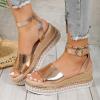 SACFOF Women's Platform Espadrilles Casual Ankle Strap Wedge Sandals Comfortable Dressy Open Toe Buckle Summer Shoes view 3