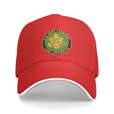 Hoabbr Army Fort Monmouth Garrison Unisex Baseball Cap Cowboy Hat Adjustable Fashionable Caps Dad Trucker Hats for Men Women Sport Outdoor Casual Classic Funny Vintage, Red