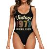Vintage 1973 Original Parts Womens One Piece Swimsuits Tummy Control High Waisted Bathing Suit Athletic Swimwear Small view 1