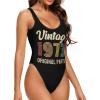 Vintage 1973 Original Parts Womens One Piece Swimsuits Tummy Control High Waisted Bathing Suit Athletic Swimwear Small view 2