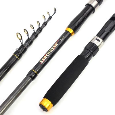 Model YG010 New 2.1m 2.7m 3.6m Carbon Fiber Fishing Rod Super Short Pocket Portable Spinning Pole Telescopic Carp Trout Beach Fishing Rod(Size:3.6 m)