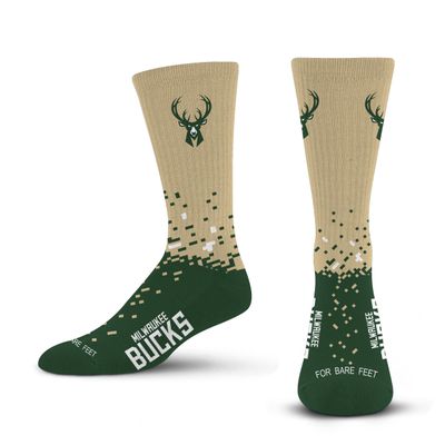 For Bare Feet NBA MILWAUKEE BUCKS Spray Zone Crew Sock Team Color YOUTH