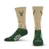 For Bare Feet NBA MILWAUKEE BUCKS Spray Zone Crew Sock Team Color YOUTH view 1