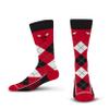 For Bare Feet NBA CHICAGO BULLS Argyle Remix Premium Dress Sock Team Color OSFM view 1