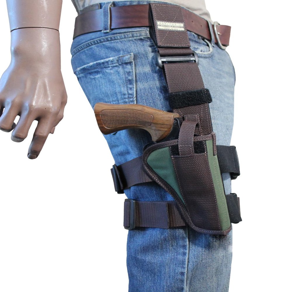 Barsony Woodland Green Tactical Leg Holster for Kimber K6S DASA 4" Right