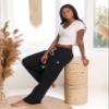 U.S. Polo Assn. Black Wide Leg Sweatpants for Women with Pockets, Premium French Terry Wide Leg Sweats (Black, X-Large) view 2