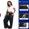 U.S. Polo Assn. Black Wide Leg Sweatpants for Women with Pockets, Premium French Terry Wide Leg Sweats (Black, X-Large) view 3