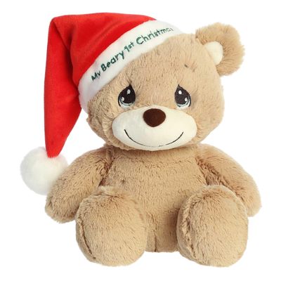 Aurora Festive Precious Moments My Beary 1st Christmas Stuffed Animal - Heartwarming Toy for Comforting Children - for Sentimental Gifts, Birthdays, and Adults - Brown 12 Inches