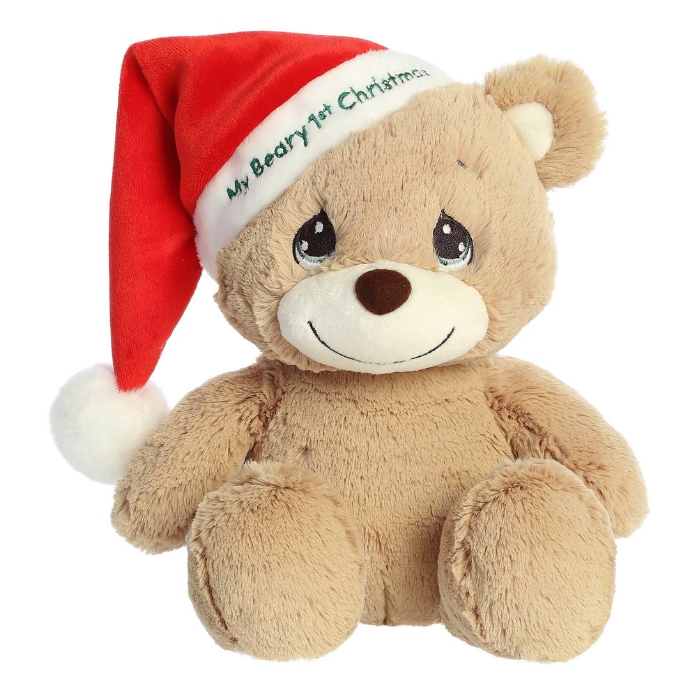 Aurora Festive Precious Moments My Beary 1st Christmas Stuffed Animal - Heartwarming Toy for Comforting Children - for Sentimental Gifts, Birthdays, and Adults - Brown 12 Inches