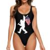 America Flag Bigfoot Womens One Piece Swimsuits Tummy Control High Waisted Bathing Suit Athletic Swimwear Small view 1