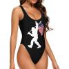 America Flag Bigfoot Womens One Piece Swimsuits Tummy Control High Waisted Bathing Suit Athletic Swimwear Small view 2