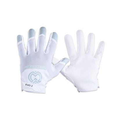 MASSOV EVO2 Men's Football Gloves - Sticky Football Gloves with ProTac Palms, Mesh & 4D Sport Mesh for Elite Fit & Superior Breathability - Polar White, X-Large