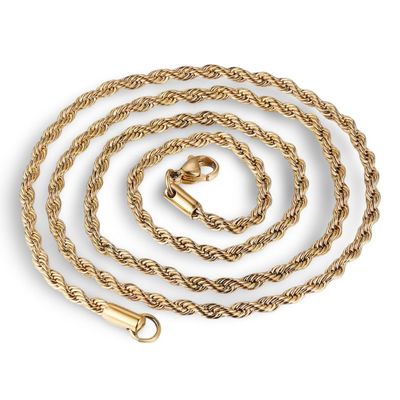 1 Piece Stainless Steel Necklace For Men Women Braided Rope Choker Necklace Gold Color Neck Metal Gift (Metal Color: Gold Color - Length: 41cm)