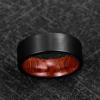 8 mm Width Tungsten Carbide Ring Black Brushed Surface Wooden Inner Ring Tungsten Steel Wedding Band Men's Ring 9 view 2