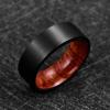 8 mm Width Tungsten Carbide Ring Black Brushed Surface Wooden Inner Ring Tungsten Steel Wedding Band Men's Ring 9 view 3