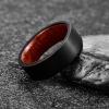 8 mm Width Tungsten Carbide Ring Black Brushed Surface Wooden Inner Ring Tungsten Steel Wedding Band Men's Ring 9 view 4