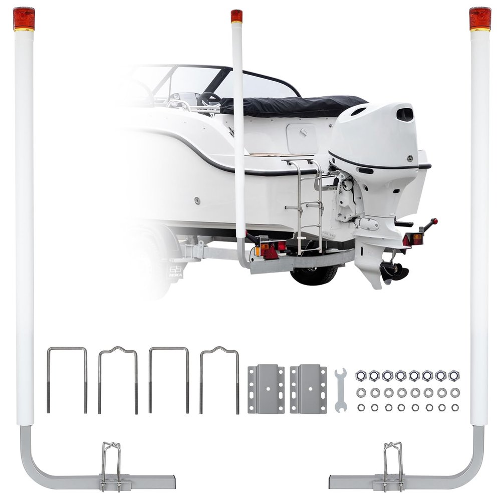 60" Adjustable Design Trailer Guide Poles, Trailer Guides with PVC Pipes,2PCS Rustproof Galvanized Steel Trailer Guide, Boat Trailer Guide