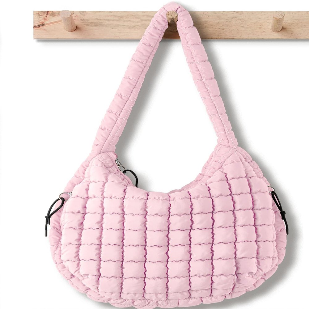 Puffer Tote Bag for Women Large Quilted Tote Bag Quilted Carryall Bag Soft Puffy Crossbody Bag Hobo Handbags Puff Purse