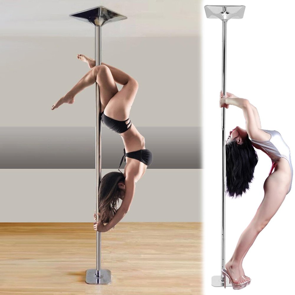 7 8 9 10 11 11.5 12 12.5 ft Adjustable Dancing Pole Spinning and Static Dance, Home Bedroom Portable Stripper Pole for Carpet/ Hardwood Floor, Portable Removable 45mm Dance Pole Kit w/Tools(Size:274CM