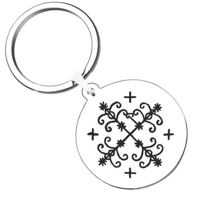 KOVEVE 2PCS Papa Legba Voodoo Loa Stainless Steel Keychain Silver, Medium