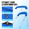 Caminor 3 Bow Bimini Top Replacement Canvas with Light Hole and Storage Boot, 900D Heavy Duty Waterproof Bimini Top Canvas Only Without Frame, 6'L 67"-72" W Blue view 3