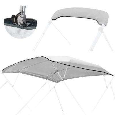 Caminor 4 Bow Bimini Top Replacement Canvas with Light Hole and Storage Boot, 900D Heavy Duty Waterproof Bimini Top Canvas Only Without Frame, 8'L 85"-90" W Grey