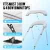 Caminor 4 Bow Bimini Top Replacement Canvas with Light Hole and Storage Boot, 900D Heavy Duty Waterproof Bimini Top Canvas Only Without Frame, 8'L 85"-90" W Grey view 3