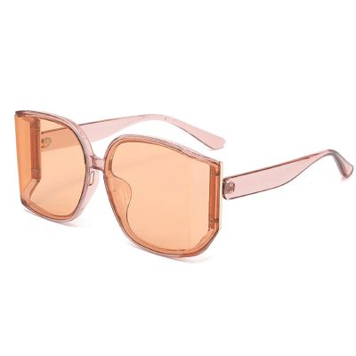 mincl Oversized Square Sunglasses Women Big Frame Curved Lens Shield Sun Glasses For Ladies Shades Eyewear Goggle N45 (orange)