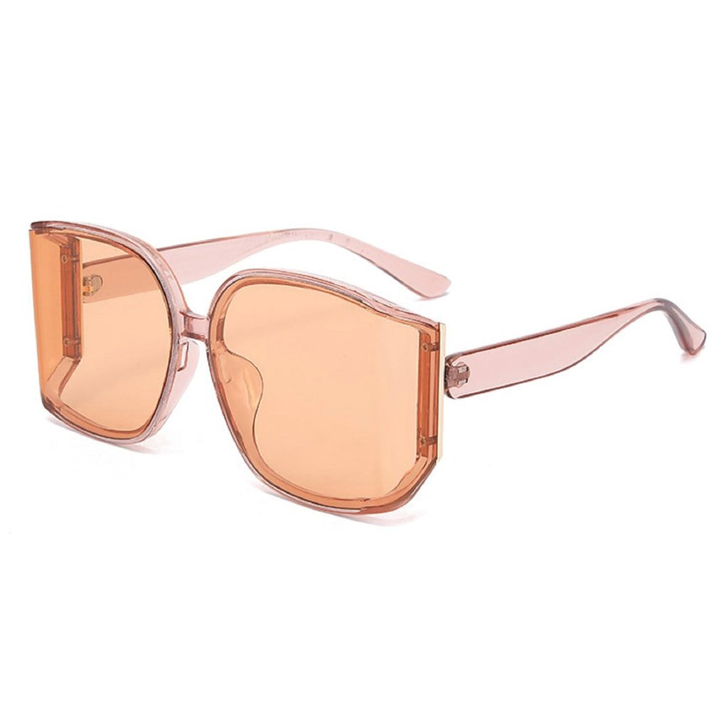 mincl Oversized Square Sunglasses Women Big Frame Curved Lens Shield Sun Glasses For Ladies Shades Eyewear Goggle N45 (orange)