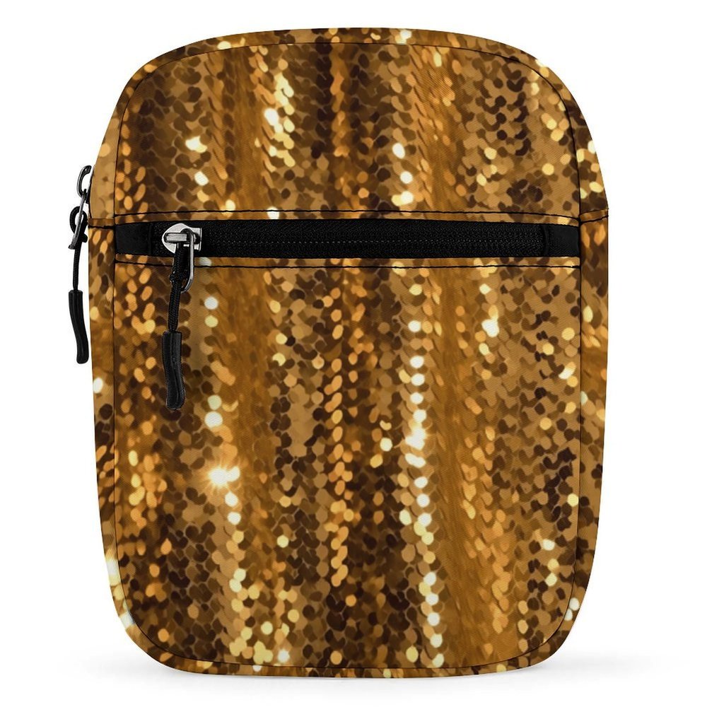 YHEGBFD Crossbody Bags,Gold Sequin Sparkle Oxford Cloth Messenger Bag,mini Satchel,small Satchel with Adjustable Strap for Men Women
