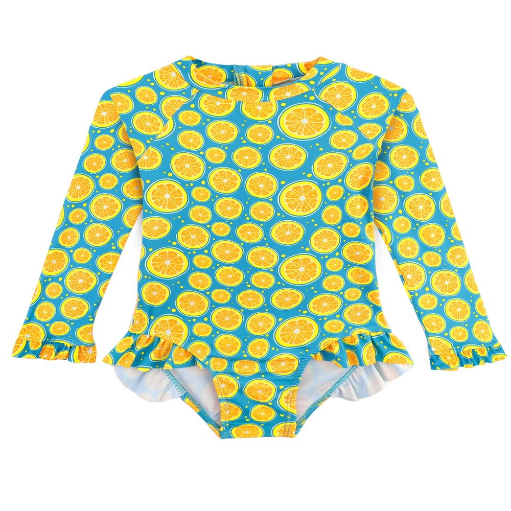 Toddler Bathing Suit Girl Zipper Rash Guard Swimwear Long Sleeve Ruffle Swimsuits with UPF 50+ Sun Protection 4t 5t Swimsuit Girl