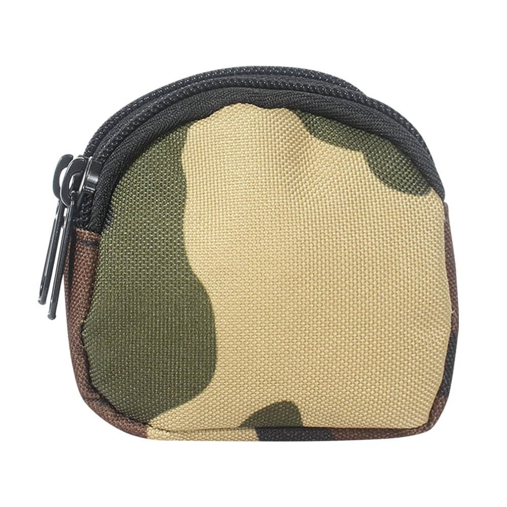 Small Coin Purchase Keychain, Round Tactical Pouch Military Gear Mini Molle Key Wallet Holder Men Coin Purses Zipper Outdoor Pocket for Camping Hunting (Camo)