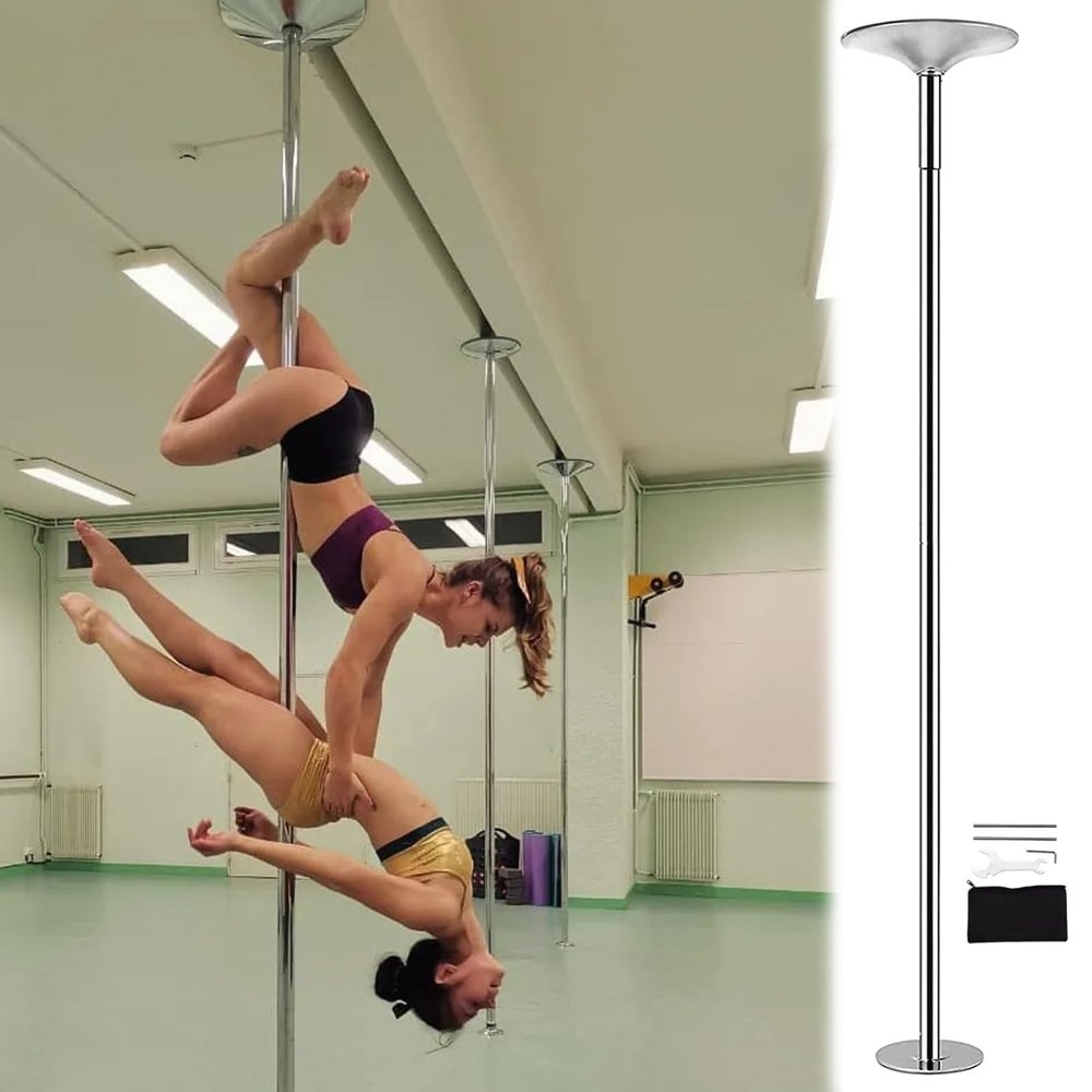 7ft 8ft 9ft 10ft 11ft 11.5ft 12ft 12.5ft Pole Dance Pole for Home - Non Ceiling Mounted Pole for Dancing, Home Apartment 45mm Spinning Static Dance Pole with Extension Accessories(Size:9.4ft-9.8ft/286