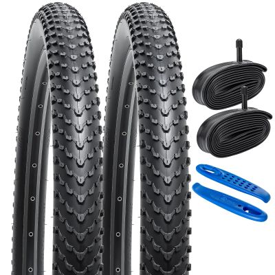 YUNSCM 2-PCS 26" Mountain Bike Tires 26 x 2.40 60-559 Tires and 26" Heavy Duty Bike Tubes Schrader Valve, Compatible with Off Road Bike 26x2.35 26x2.40 Bike Bicycle Tires and Tubes (Y-782)