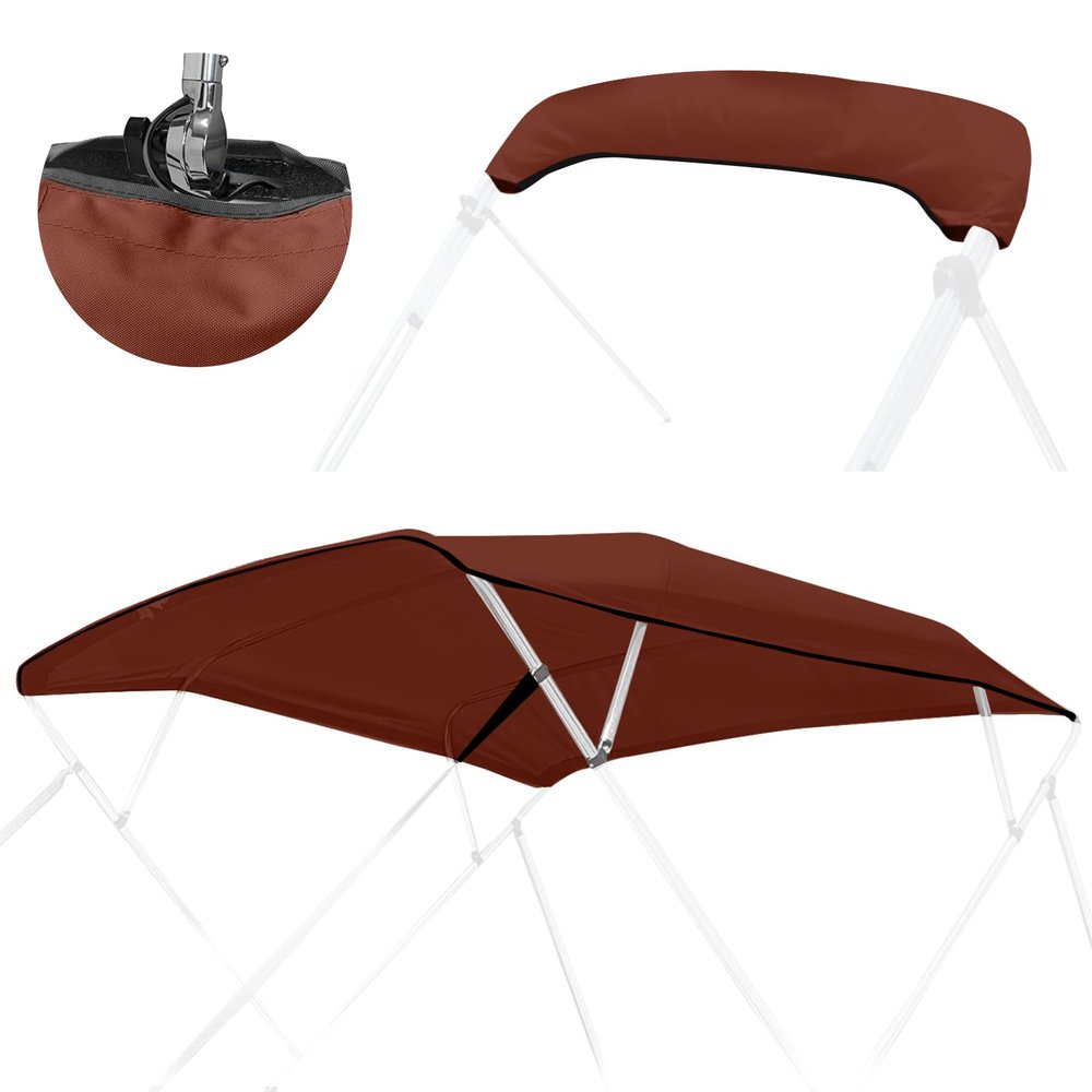 Caminor 4 Bow Bimini Top Replacement Canvas with Light Hole and Storage Boot, 900D Heavy Duty Waterproof Bimini Top Canvas Only Without Frame, 8'L 85"-90" W Burgundy