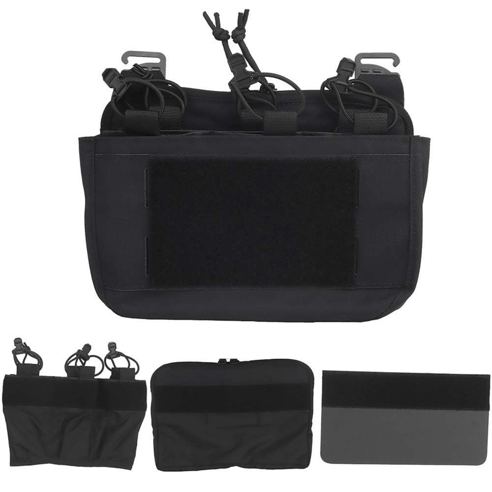 Zamudam Tactical DOPE Front Flap Pouch G-Hook FCPC V5 Double Stack Abdominal Pack with Triple 5.56mm Mag Pouch Magazine Insert Utility Pouch Black, Standard