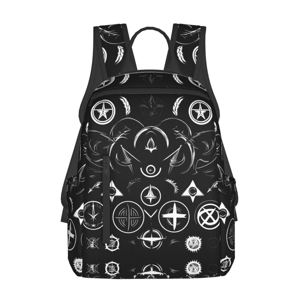MDATT Supernatural Symbols Black Backpacks Lightweight With 1 Main Compartment, Tote Shoulder Hiking Bag
