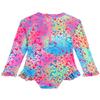 Alakuoti Toddler Girl Rainbow Heart Ruffle One Piece Swimsuit with UPF 50+ Sun Protection, Long Sleeve, Zipper Back, 2-3T view 2