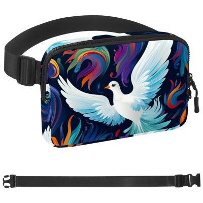 Generic Colorful Watercolor White Dove Belt Bag for Men and Women Fanny Pack,Belt Bag with Adjustable Strap,Fashion Crossbody Everywhere Belt Bag for Travel Outdoors Running Hiking