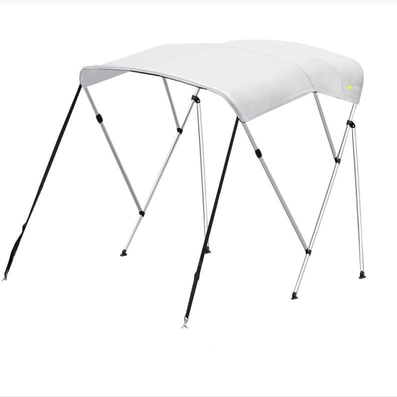 Oceansouth 3 Bow Bimini Top 6ft Deluxe (White, Mounting Width 67" - 72") Bows Frame Sun Shade Boat Waterproof Cover Boot Storage Strap Giant Bow Large Big Fishing